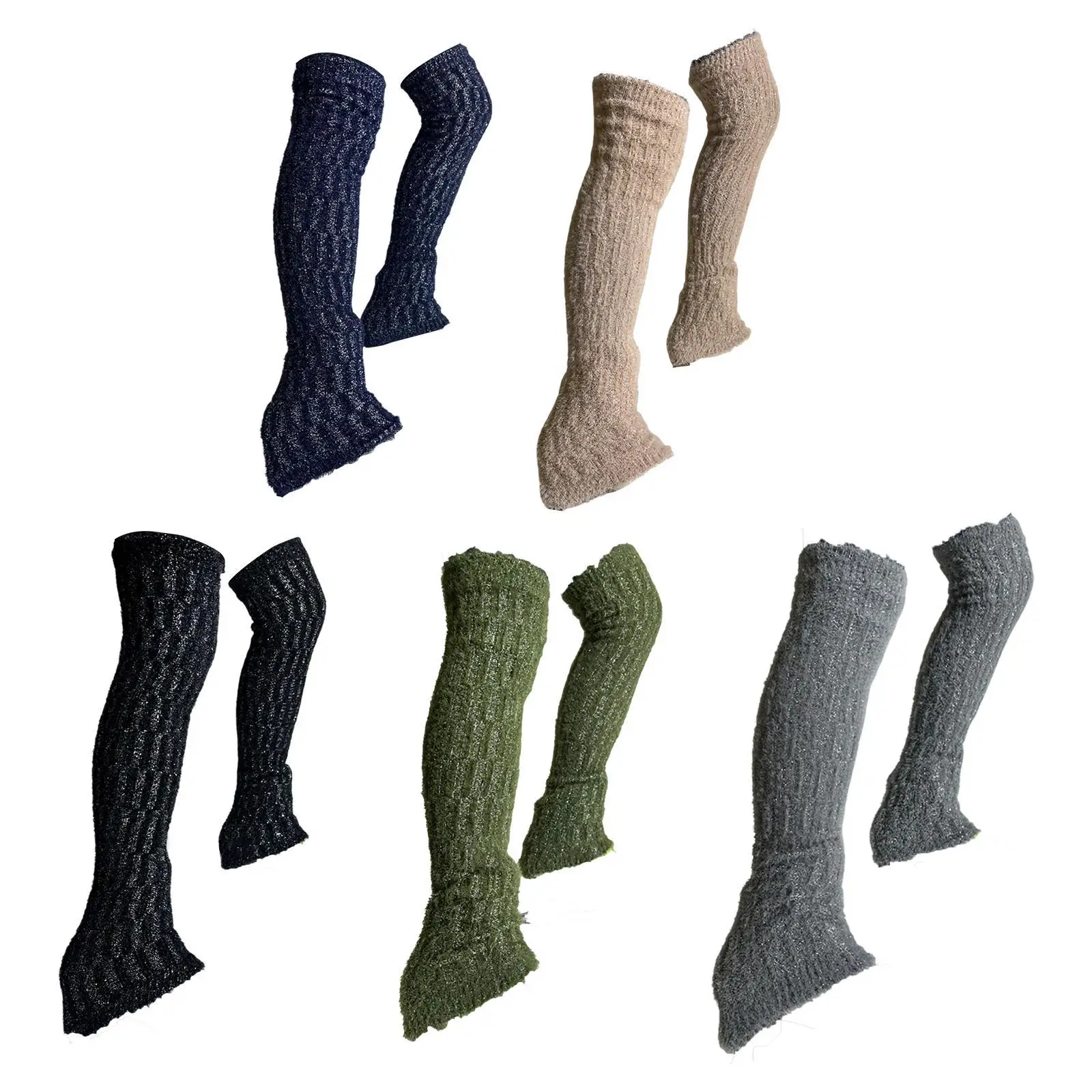 Ice Figure Skating Leg Warmers Training Wear Thermal Cable Knit Long Skating Socks for Training Practicing Women Workout Winter view 3