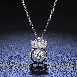 Platinum Pt950 Pendant 0.5 Carat Moissanite Diamond Smart Necklace for Women Crown Beating Heart Clavicle Chain Fine Jewelry