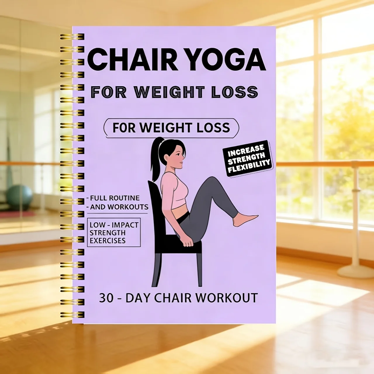 30-Day Yoga Weight Loss Guide, 50-Pg Illustrated Daily Plan & Meal Tracker for Home Gym