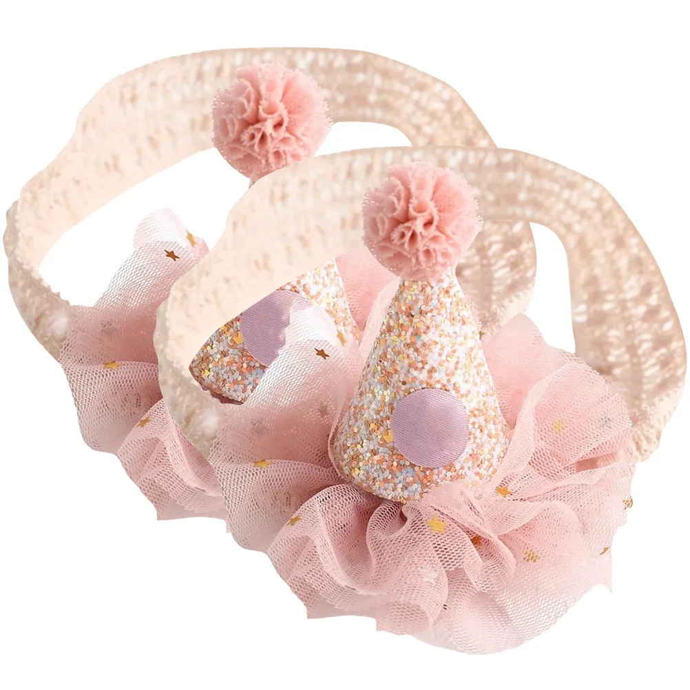 

2Pcs Baby Birthday Headband Crown Style Soft Lightweight Elastic Fit for Infants 1St Birthday Party Photo Props Baby Hair