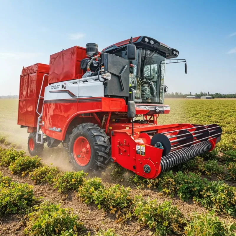 Grid Type Peanut Combine Harvester Vibrating Cleaning Self Propelled Farm Equipment OEM Customized
