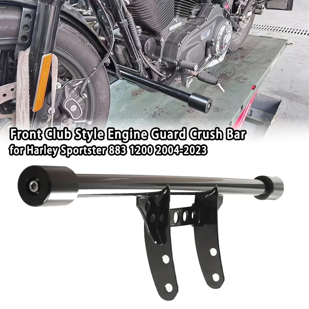 

Motorcycle Black Front Club Style Engine Guard Crush Bar Protector Pump for Harley Sportster 883 1200 2004-2023