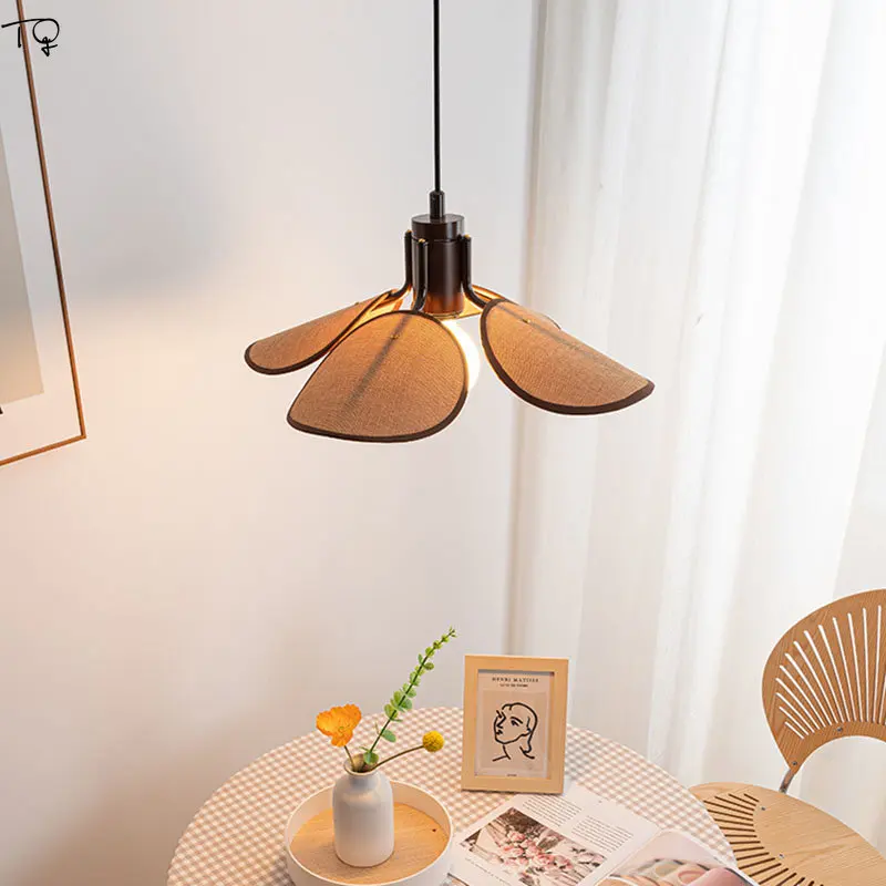 Japanese Wabi-sabi Four-leaf Clover Pendant Lights LED E27 Retro Simple Hanging Lamp Restaurant Study Living Room Homestay Cafe