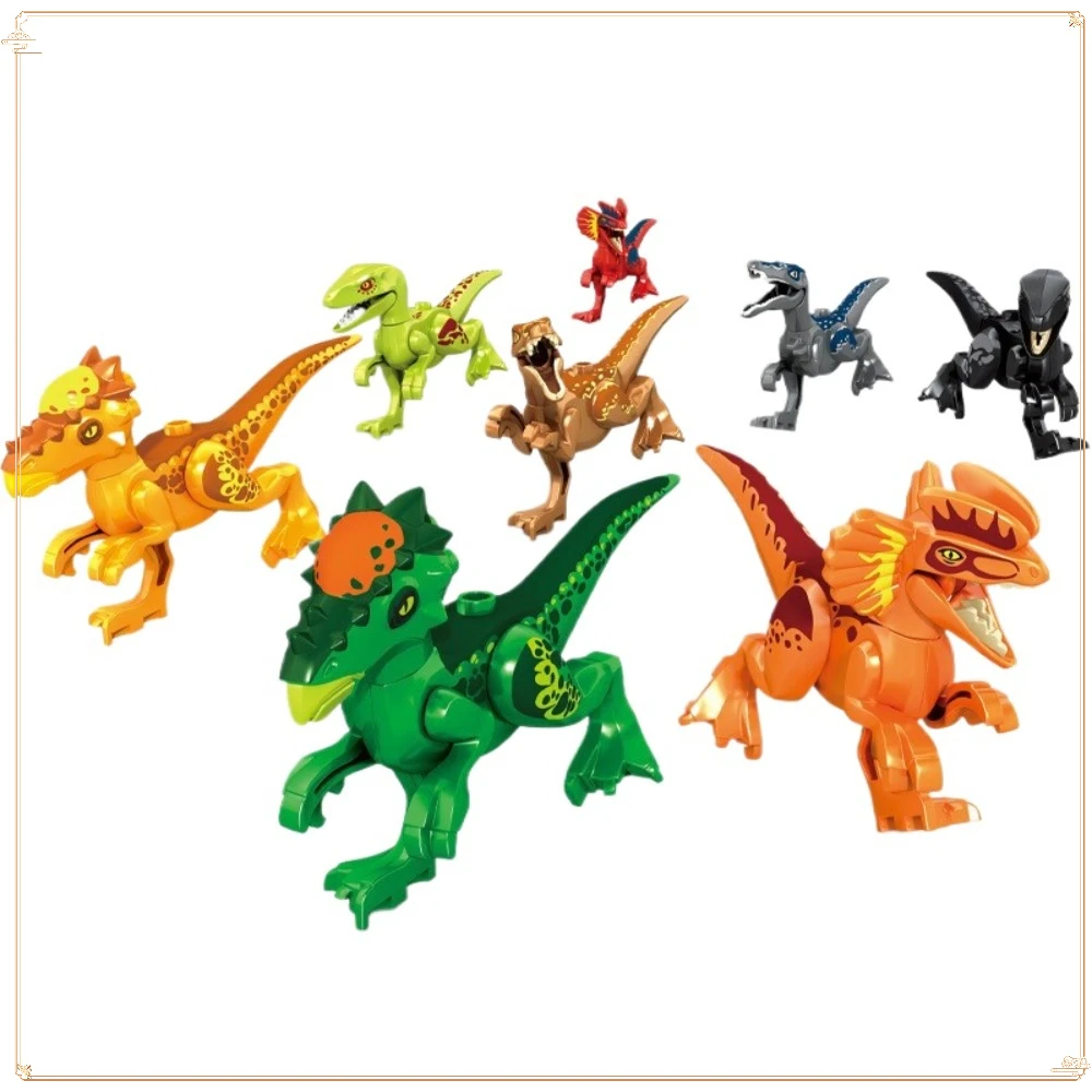 

Dinosaur World Park Jurassic Period Tyrannosaurus Rex Velociraptor Boys Assembling Building Blocks Kindergarten Children's Gifts