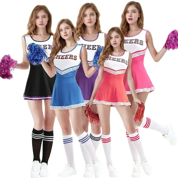 

customized sexy women's 5pcs cheerleading uniform sportswear soccer baby dress cosplay stage performance uniform