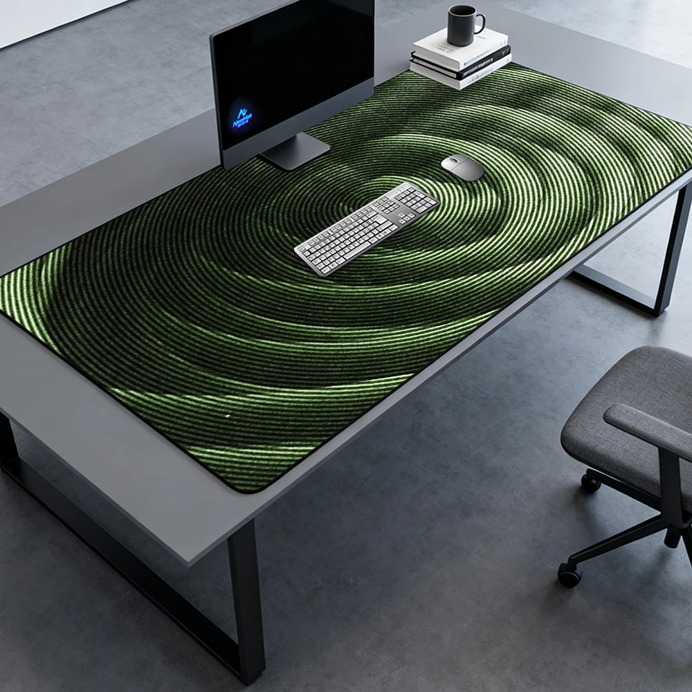 Swirl Geometric Mouse Pad Mousemat Green Full Desk Pad Home Office Playmat 140x60 Mousepad Large Deskmat Nonslip Contour