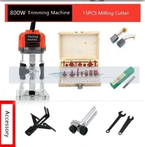 800W Woodworking Electric Trimmer 30000 RPM Wood Engraving Slotting Trimming Machine Carving Router Slotting With Milling cutter