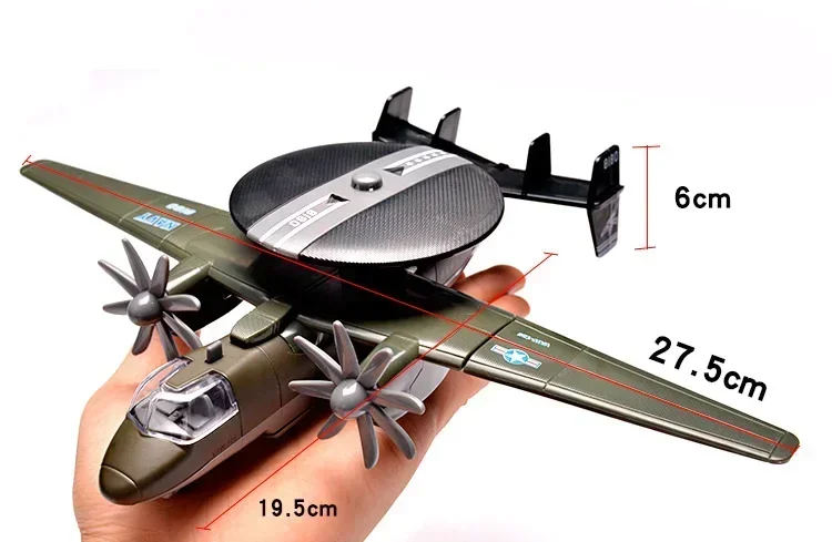 [مضحك] محاكاة الولايات المتحدة الخفيفة والصوت سبيكة المروحة الهواء التحذير المبكر نموذج طائرة لعبة EWR طائرة زينة هدية