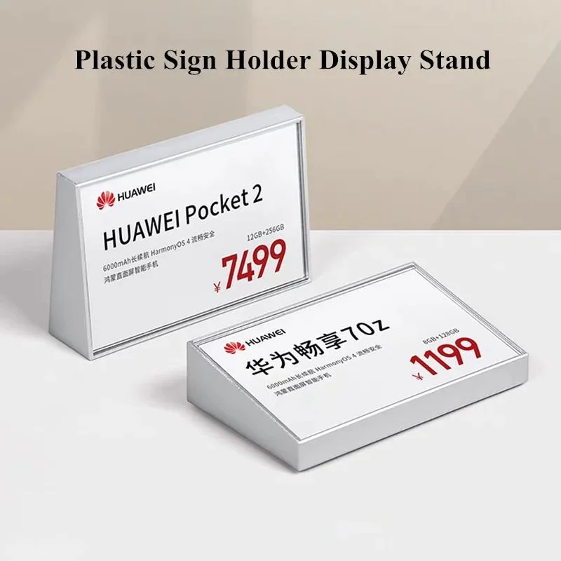 Slant Plastic Sign Holder Display Stand Table Number Place Card Holder Menu Holder Small Price Label Paper Card Tags 90x54mm