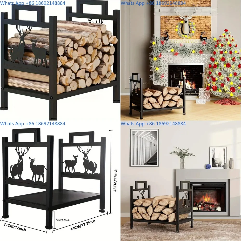 

Wood Storage Rack Iron Craft Indoor Outdoor Solid Wood Display Stand