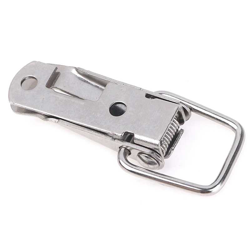 2/4pcs 90 Degrees Duck-mouth Buckle Hook Lock Stainless Steel Spring Loaded Draw Toggle Latch Clamp Clip Hasp Latch Catch Clasp