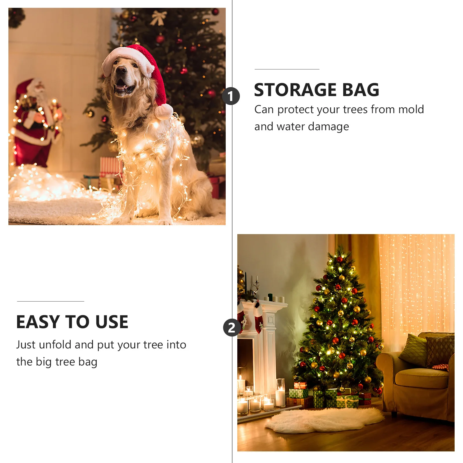 حقيبة تخزين شجرة عيد الميلاد شديدة التحمل، قماش كبير للغاية مقاوم للماء، سحاب قوي، مقاوم للخدش