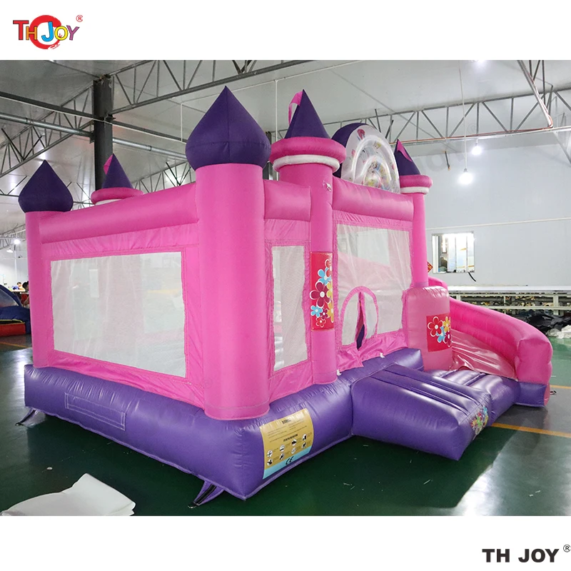 Inflatable Jumping Castle Slide 4.5*4*3.5M Pink Bounce House For Kids Bouncy House For Children With Blower Slide Outdoor Toy