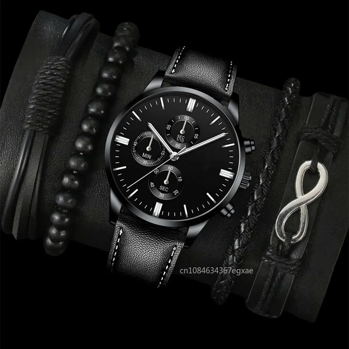 5/3pcs Watch + Bracelet 2024 Minimalist Men's Fashion Leather Strap Watches Simple Men Business Quartz Watch Relogio Masculino