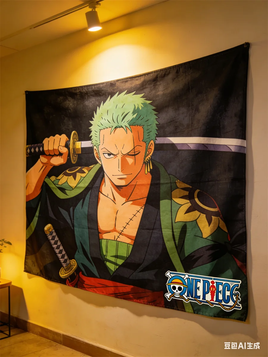 One Piece Anime Deko-Wandteppich mit Zoro-Motiv, Wandbehang, dekoratives Wandtuch für Wohnzimmer, Schlafzimmer, Wohnheim-Dekoration