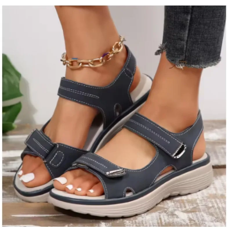 Women Orthopedic Arch Support Sandals Comfortable Walking Soft Open Toe Strap Flat Bottomed Sandals For Women Sports Wedge Beach