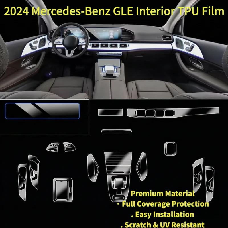 For 2024 Mercedes-Benz GLE Interior TPU Film 350 Center Console Screen Protector
