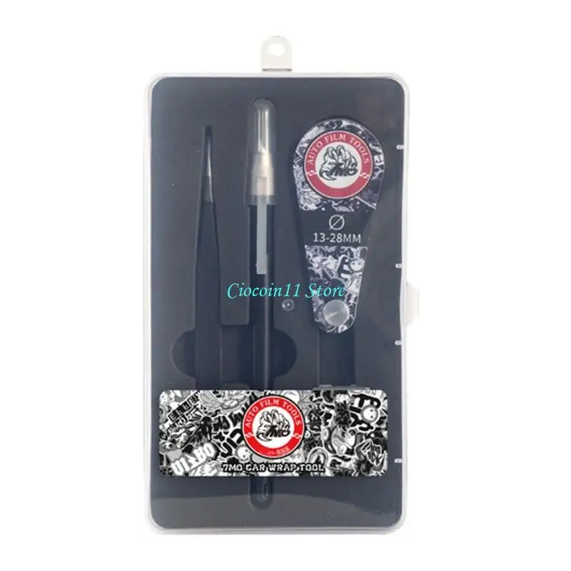

Y1UB 13mm-28mm Reversing Parking Cutter Film Tool Car Circle Cut Template with Storage Box Wrap Tool