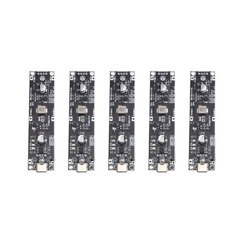DTEN-5Pcs Type-C 18650 Lithium Battery Boost Step Up Module 18650 Lithium Battery UPS Boost Module For MCU Router DIY 12V