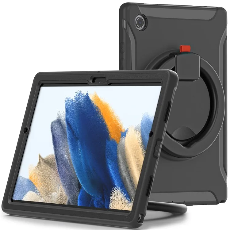 

For Samsung Galaxy Tab A8 10.5 (2021) / A8 10.5 (2022) X200 / X205 360 Degree Rotary Kickstand Handle Tablet Case PC + TPU Hybri