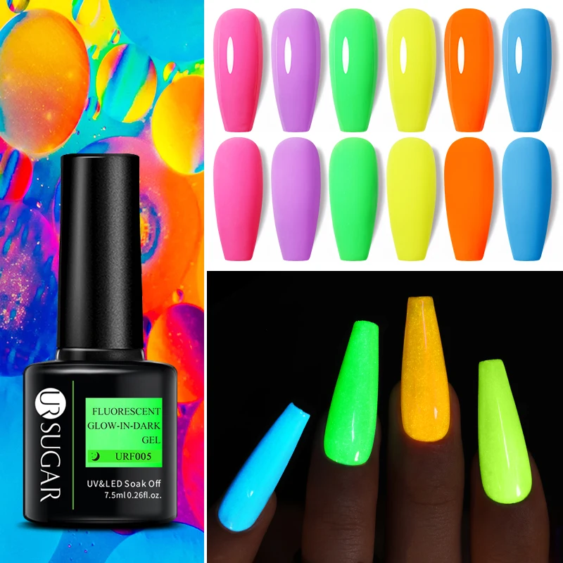 UR 7.5ml Luminouis Color Green Gel Polish Glow -in-Dark Reflective Color Gel Polish DIY Nail Art Nail Gel Polish UV LED Soak Off