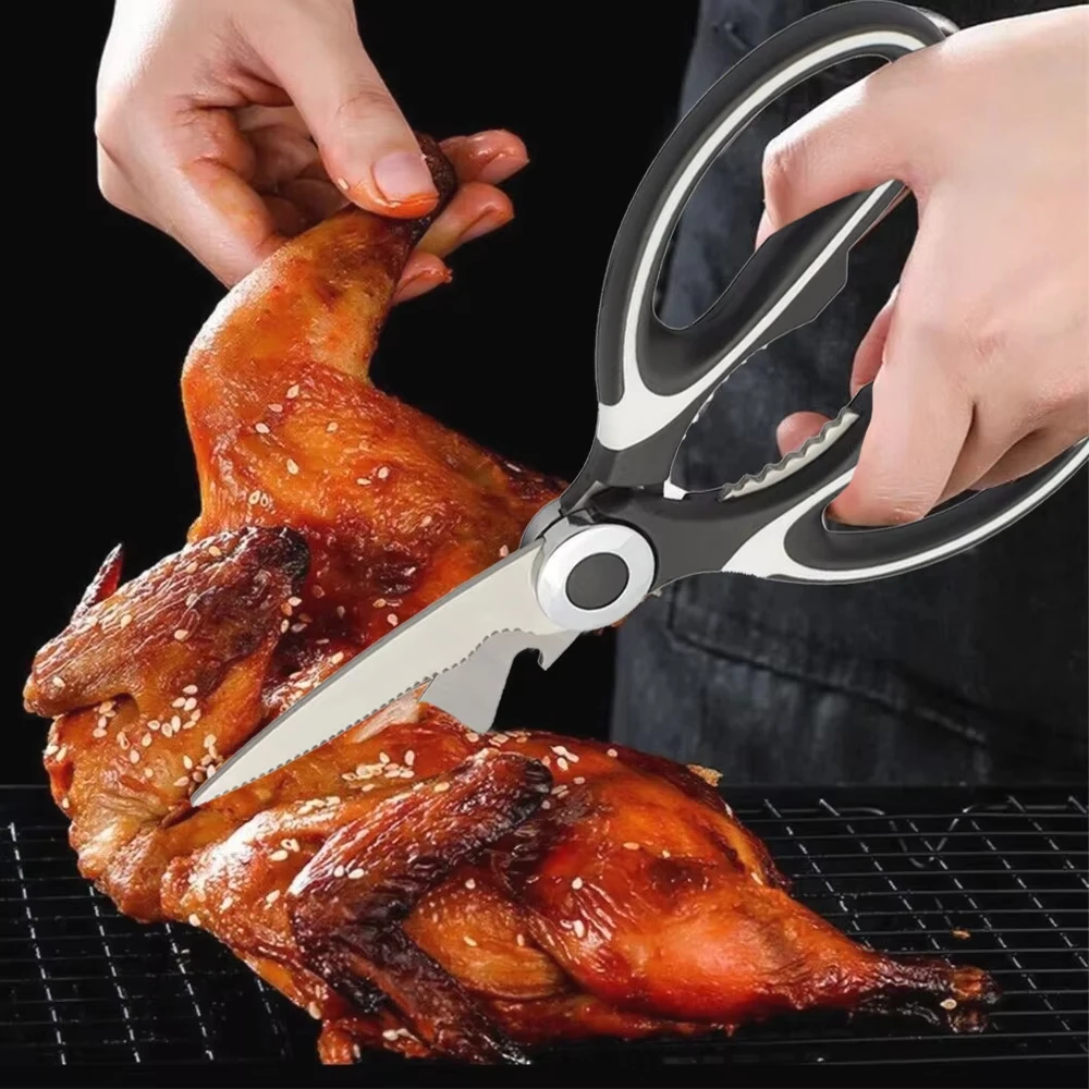 Stainless Steel Kitchen Scissors Multifunctional Heavy Duty Chicken Bone Fish Meat Household Cutting Shears Kitchen Gadgets