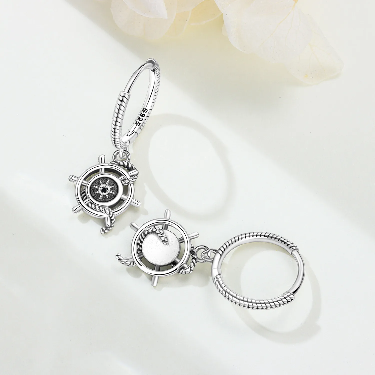 Orstarry 925 فضة الدفة البوصلة أقراط المجوهرات الأصلية إسقاط أقراط مجوهرات حفلة الذكرى الهدايا العصرية #2