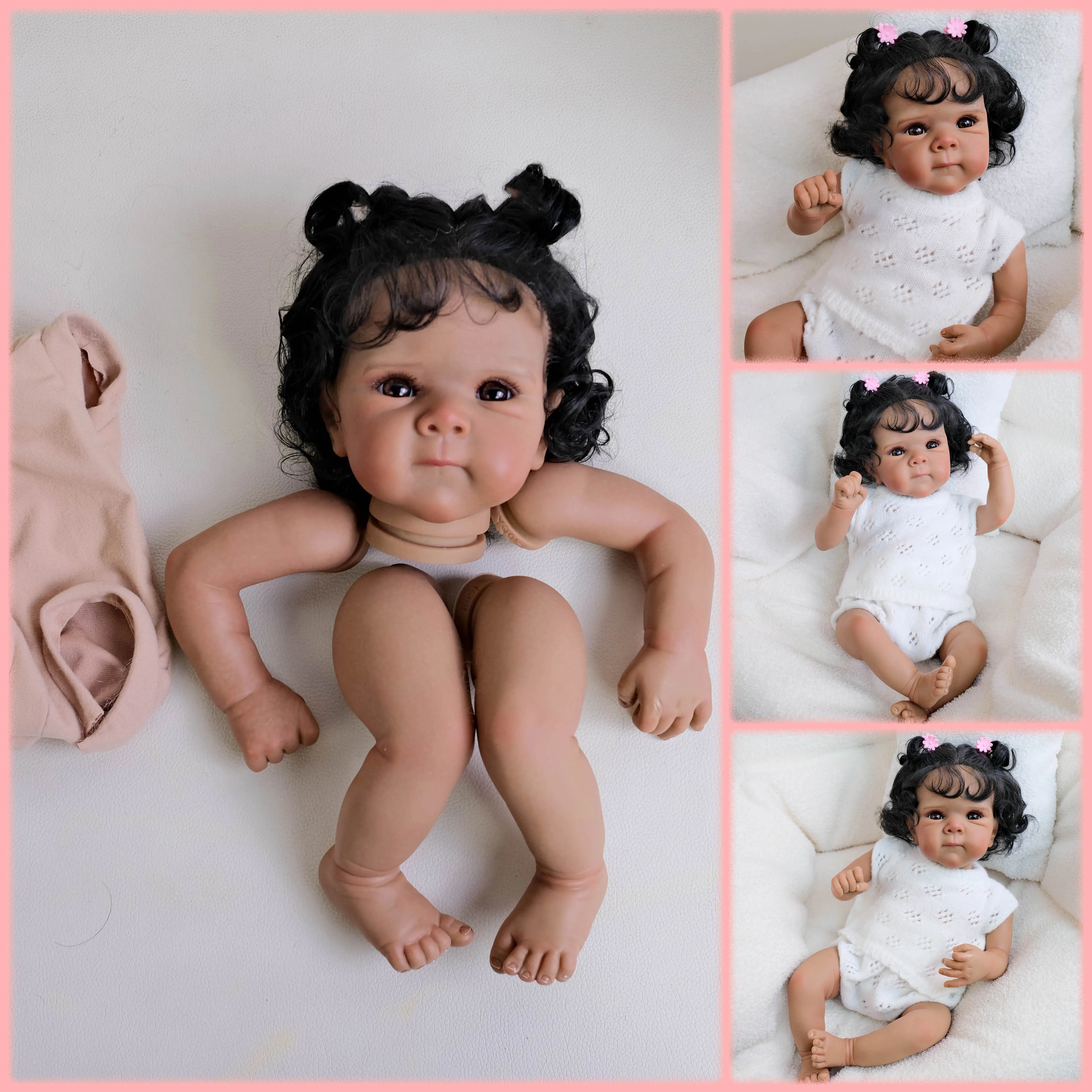 

18-дюймовый комплект куклы реборн Bettie Dark Skin, многослойная живопись, сделай сам, разобранные детские детали с видимыми венами, волосы ручной корня
