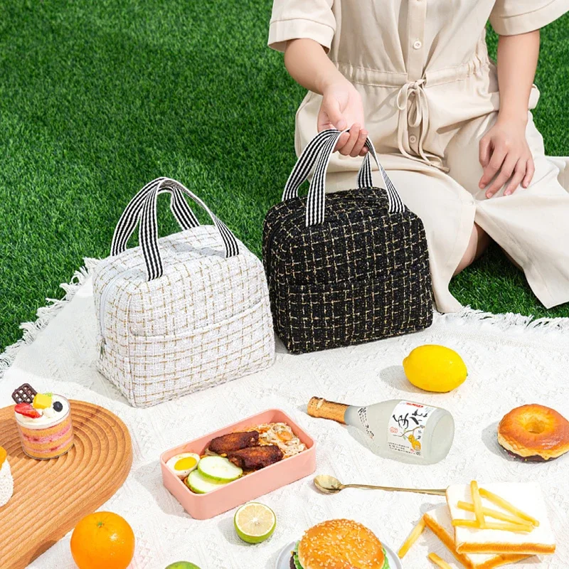 Ins Fashion Tote Lunchbox borsa termica donna uomo Bento Storage borsa termica per il pranzo borsa termica portatile per Picnic