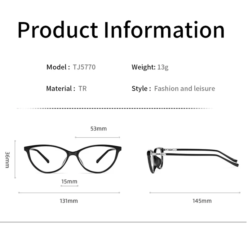 Momoja feminino europeu e americano anti-luz azul óculos de olho de gato tr90 lentes planas de metal retro óculos de prescrição tj5770