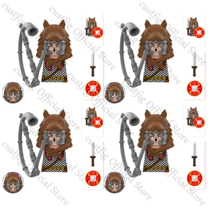 Filme de ação mágica medieval cavaleiro orcos guerreiro elfos figuras blocos de construção exército soldados blindados escudo armas tijolos brinquedos 10 principais vendas medieval guerreira - №9