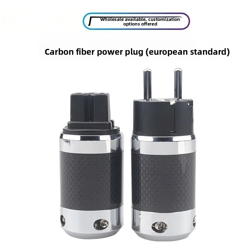 

Силовой штекер Knight из углеродного волокна с родиевым покрытием, европейский стандарт, вилка стандарта ЕС, соединительный штекер.