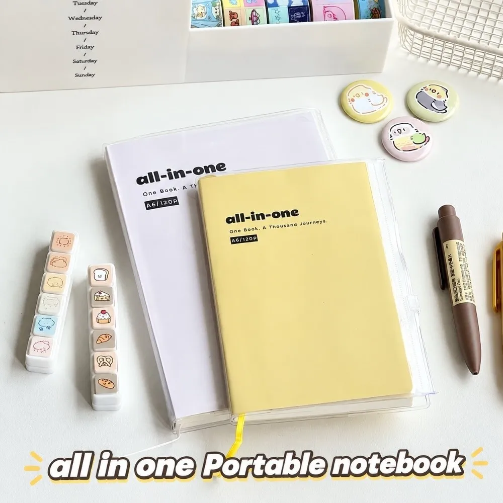 Portable A6/B6 All in One Planner Blank Lined DIY Design Journal Notebook Multifunctional Memo Diary Travel