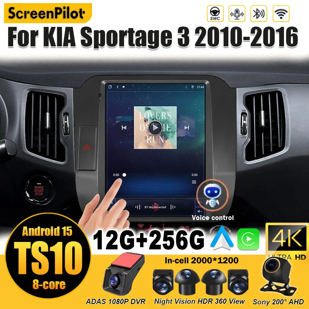 For Kia Sportage 3 SL 2010 2011-2016 Android 15 Car Radio Multimedia Video Player Stereo Head Unit 2 din Android Auto Bluetooth