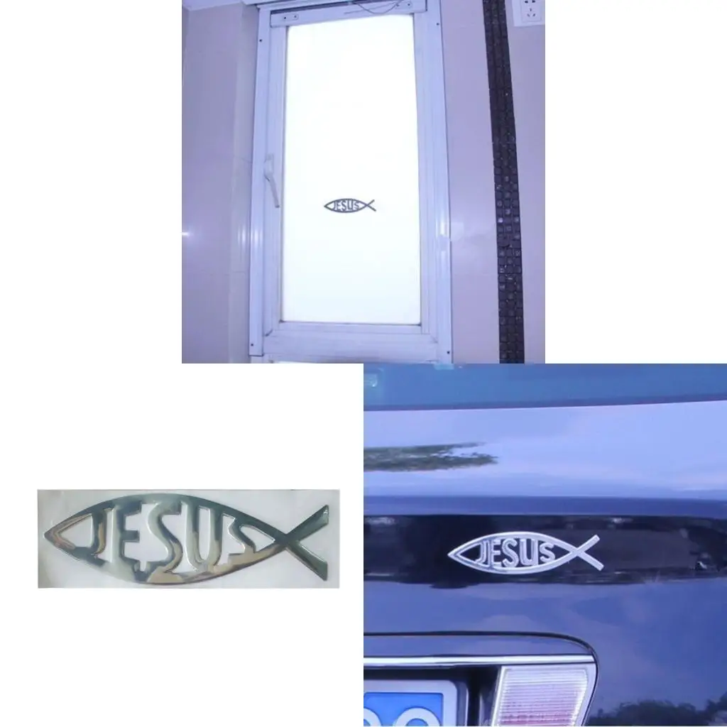 Universal Car Styling Sticker Hollow Jesus Fish Badge Decals Automobiles Motorcycle Computer Cap Accessories