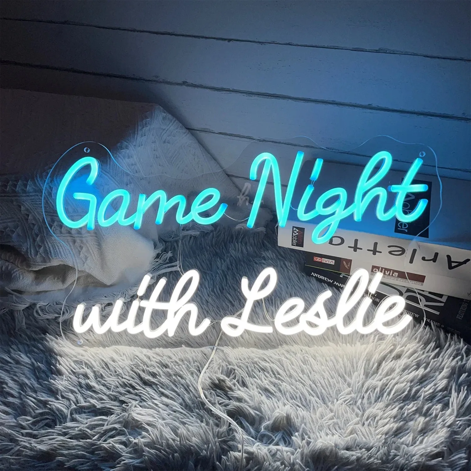 

Game Night with Leslie LED Neon Signs Light Gift for Teen Boy Game Room Decor Bedroom Wall Decoration Accessories Store Bar Wall