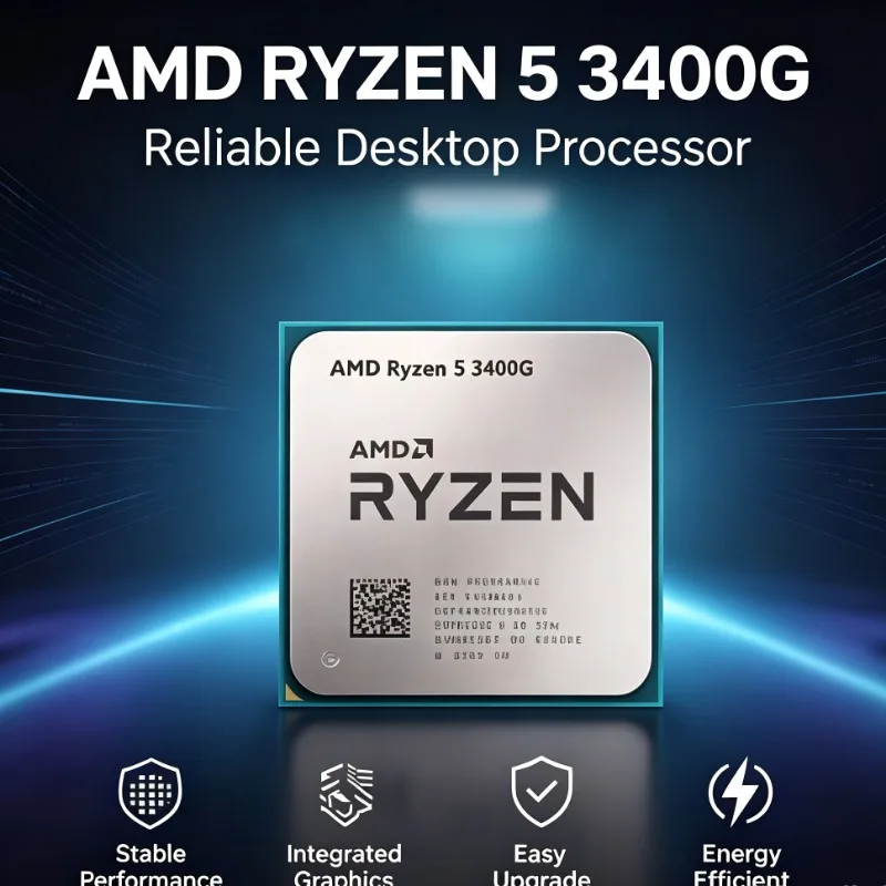 Processeur de bureau Ryzen 5 3400G avec graphismes intégrés APU 65W TDP, économie d'énergie, pour usage domestique quotidien