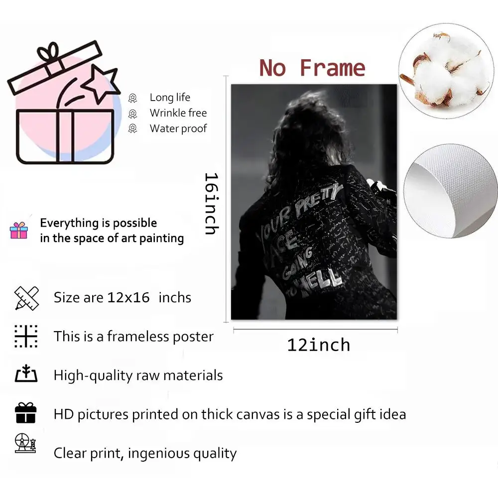 Ville Hermanni Valo Rock Gothic Painting Calligraphy Poster Parisian chic decor Glam Canvas Modern living room