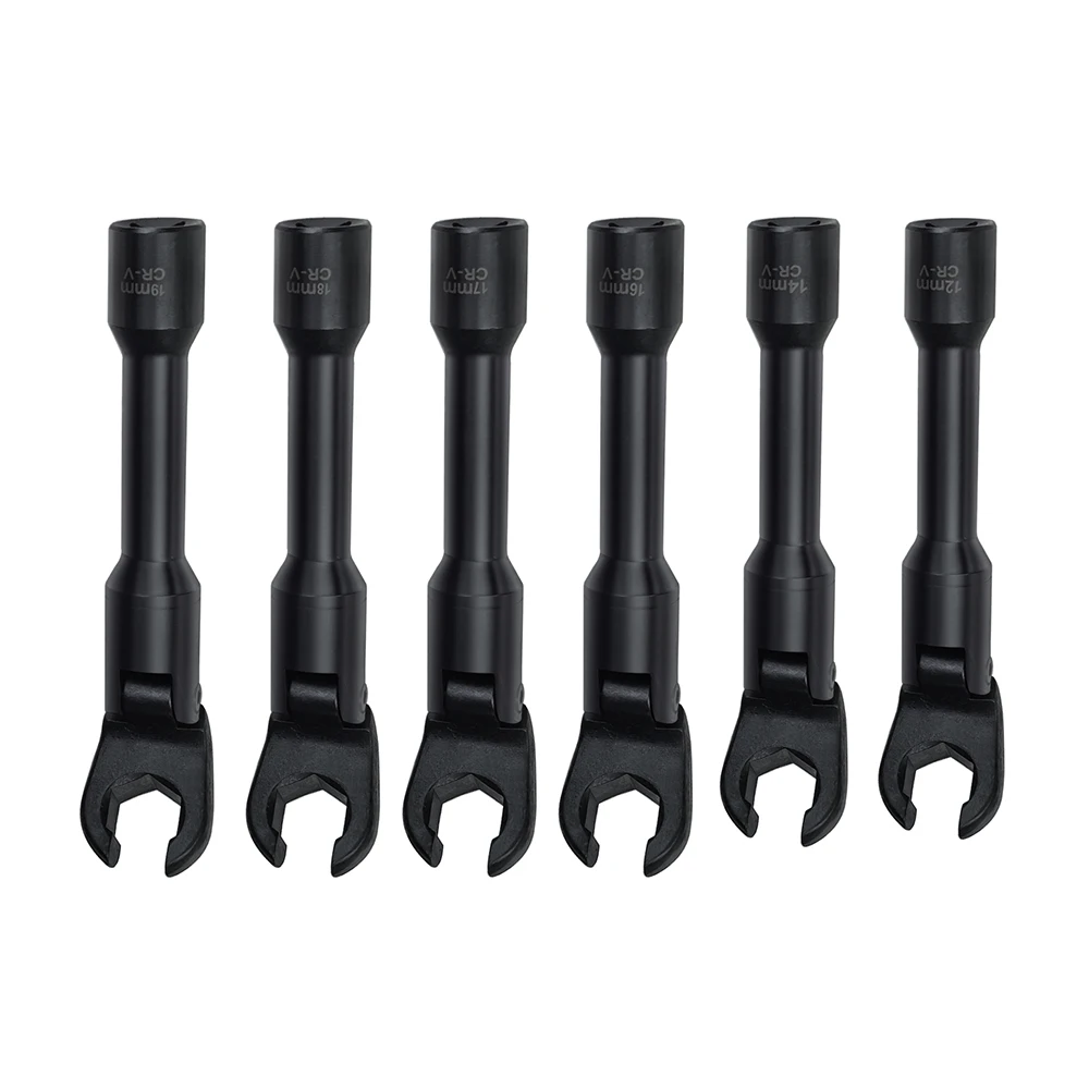 6Pcs 12mm-19 mm Long Flex Head Crows Foot Line Wrench Set 3/8\