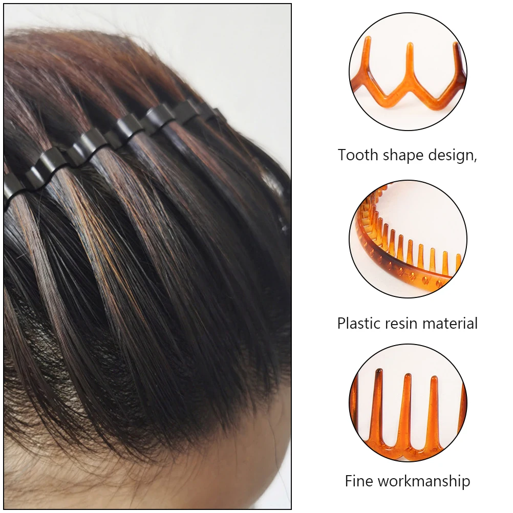 

6pcs Plastic Headbands Teeth Grips Durable Resin Material Salon Home Use Elastic Hair Hoops Unisex Toothed Headgear for Women