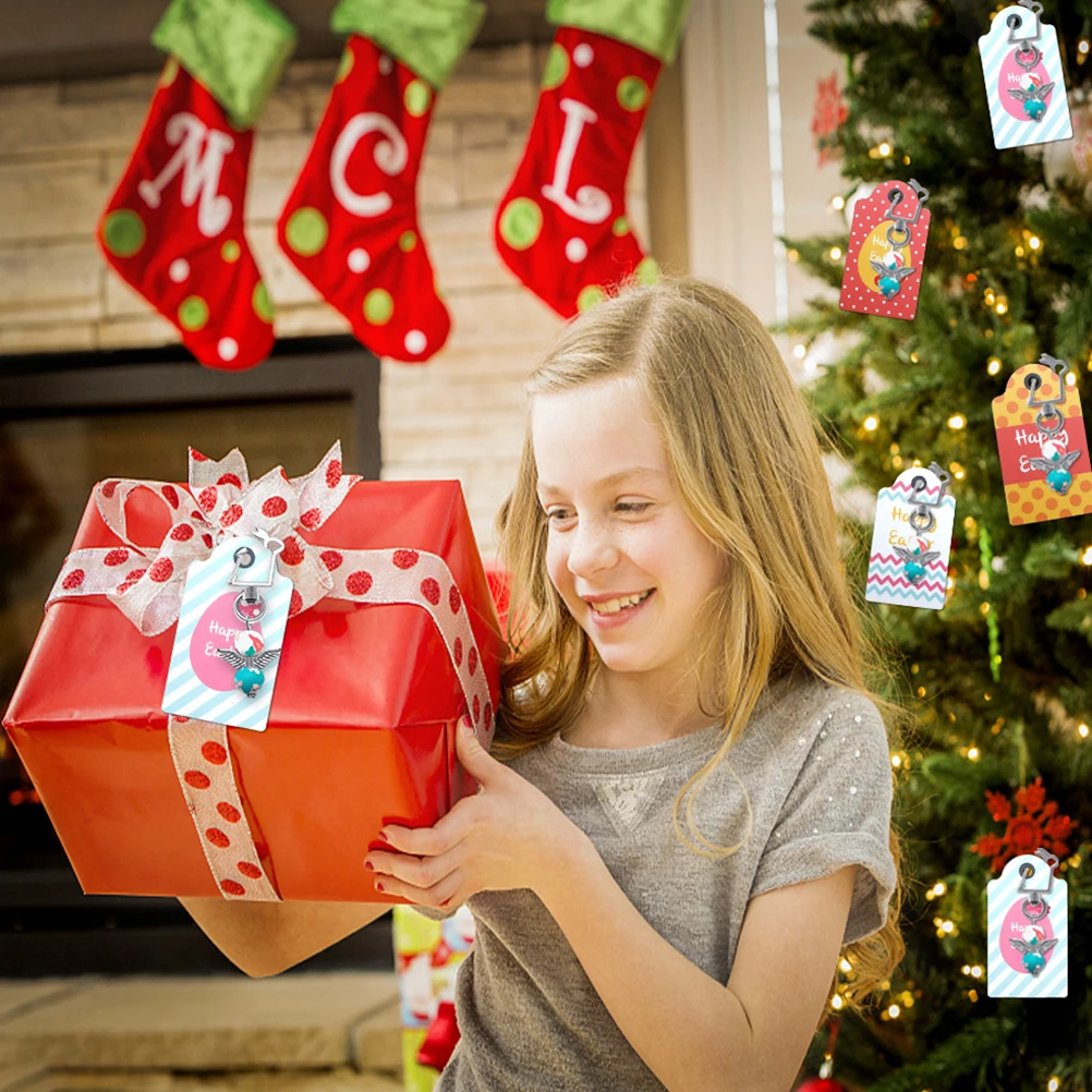 

24 Sets Easter Keychain Zinc Alloy Copper Paper DIY Cards Gift Bags Bunny Tags Pendant Decor Party Supplies