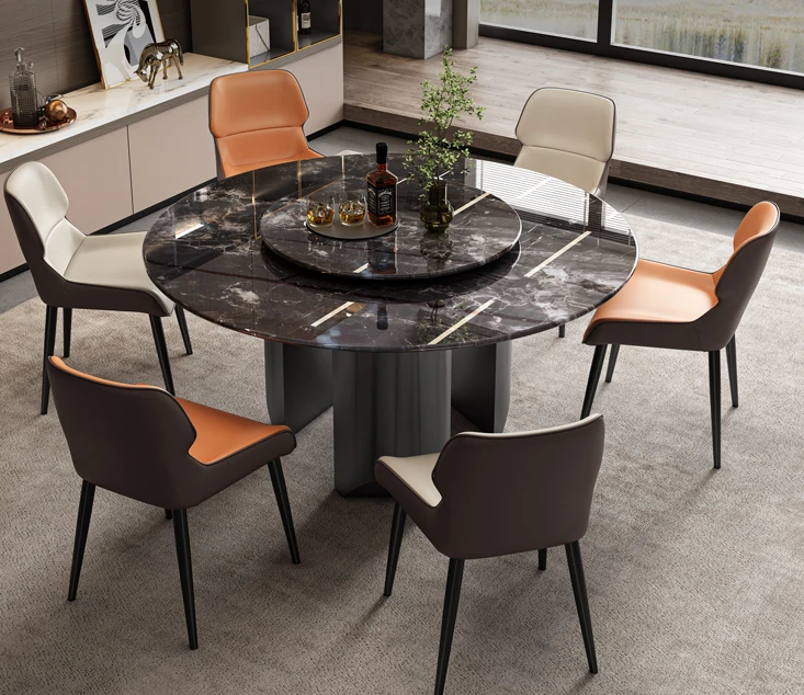 Simple Round Dining Table and Chair Super-spar Light Luxury Household Marble Small-sized Luxury Rock Plate Dining Table