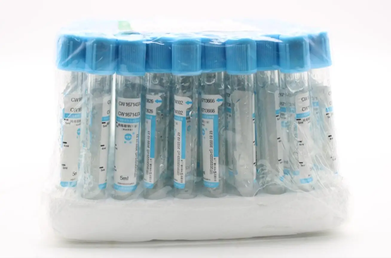 100pcs Blood collection coagulation sodium citrate plastic tube sterile negative pressure vacuum blue cap anticoagulant PRP tube