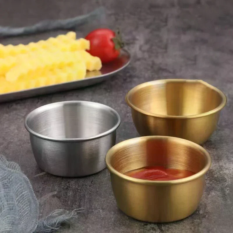 

304 Stainless Steel Small Seasoning Dish Kitchen Sauce Cup Ketchup Dipping Bowl Appetizer Plates Sushi Vinegar Soy Saucer
