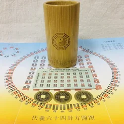 I Ching Divination Bamboo Tube Game Pot Bucket Prop Lucky Coin Stick Fortune-telling Coins Chinese Copper