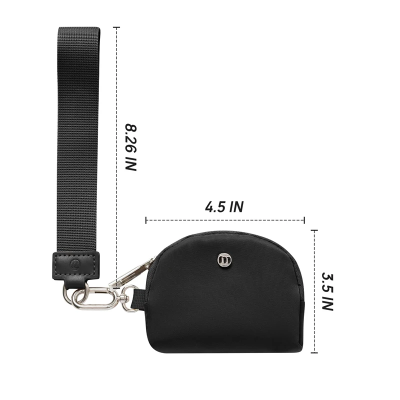 Double Pouch Wristlet Keychain Wallet Small Zipper Coin Purse Women Portable Detachable Key Card Holder Change Pocket Handbag