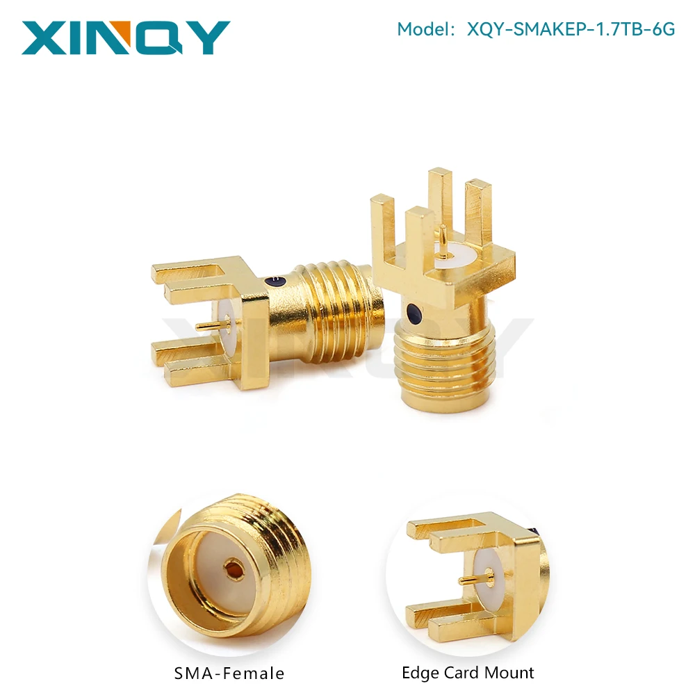XINQY 6/18G KE RF Connector SMA-KHD PCB Edge Soldering SMA Female Jack Clamp Thickness 1.7mm