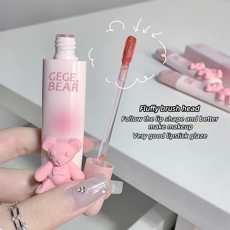 Gegebear Bear Lip Glaze Matte Velvet Lipstick Long-lasting Whitening Lip Cream Lip Mud