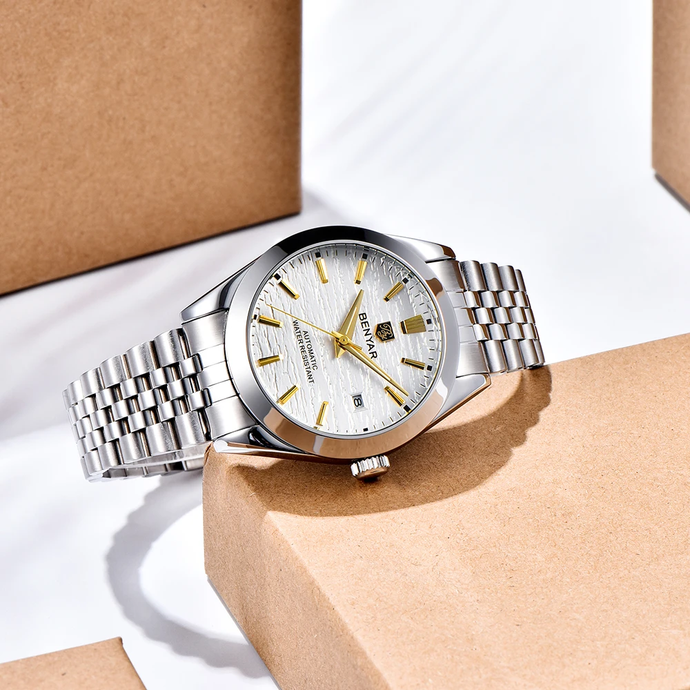Benyar ساعة رجالية جديدة 40 ملم مينا 50 متر مقاومة للماء ساعة غوص أوتوماتيكية للرجال ساعة عصرية فاخرة من الفولاذ المقاوم للصدأ #3