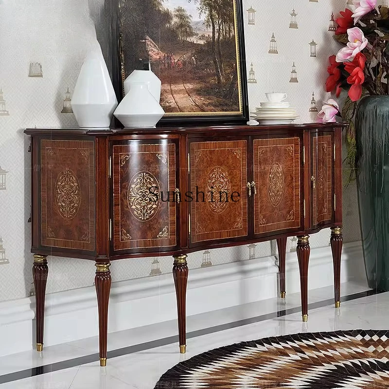 

British luxury porch cabinet villa mansion neoclassical solid wood dining edge custom furniture